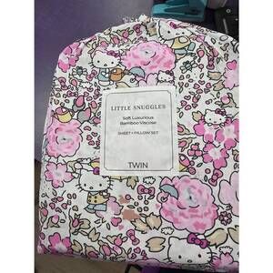 NEW CHARLIES PROJECT girl's garden kitty bamboo twin sheet set in pink
